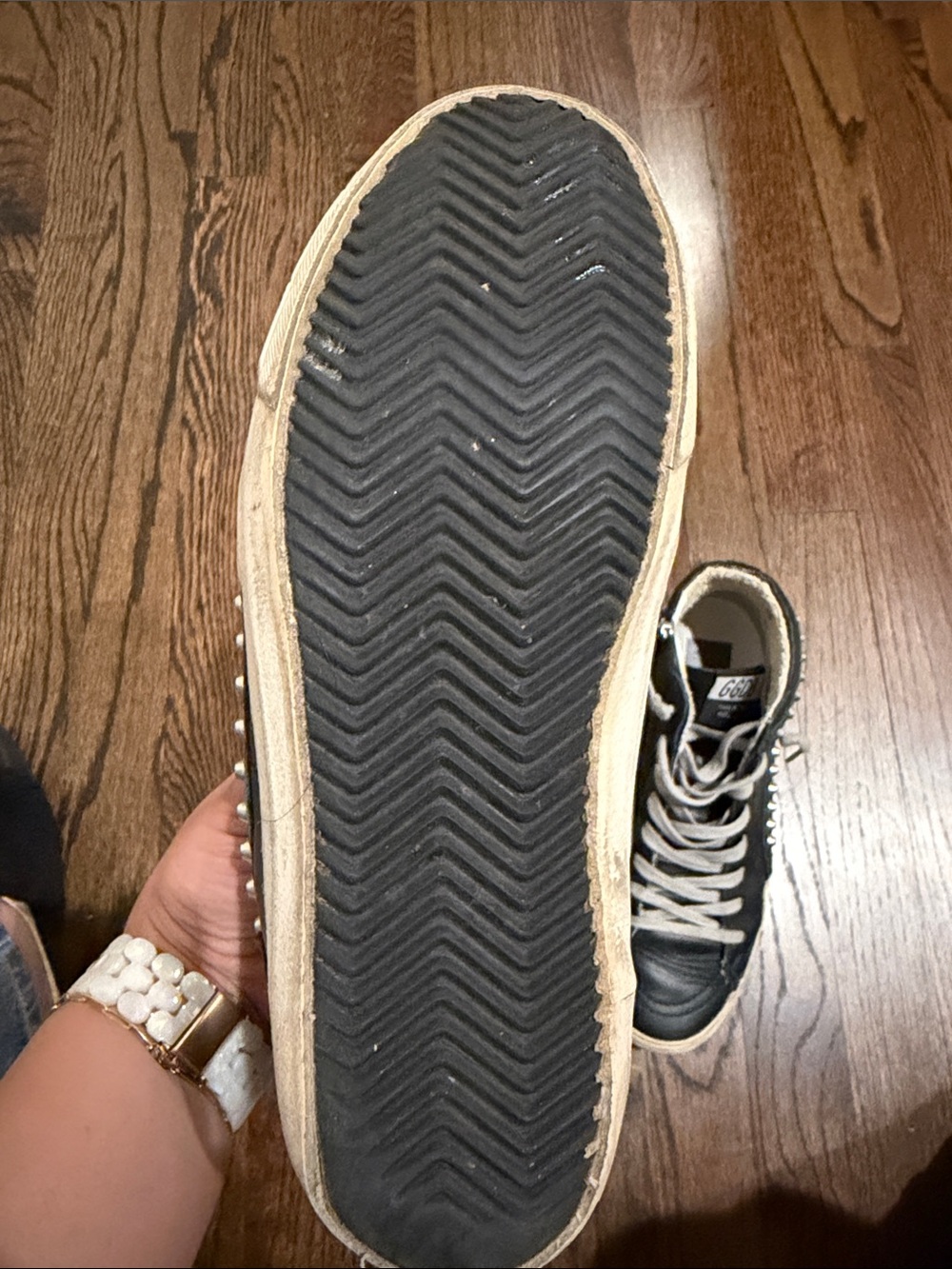 Golden Goose studded Black High-Top Sneakers with zip - Picture 7 of 7